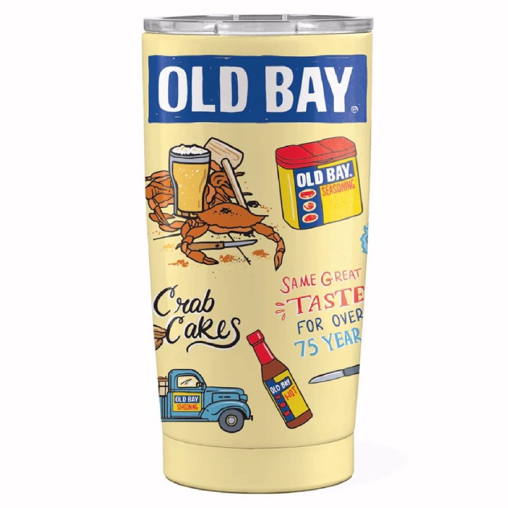 Old Bay Fan Club Memories Metal Hot/Cold 20 Ounce Tumbler - NEW Fast Ship